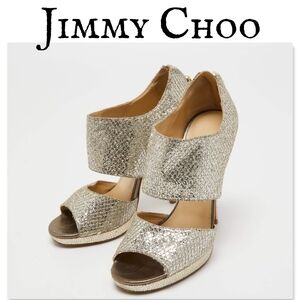 EUC Authentic Jimmy Choo Glitter Peep Toe Heel with Dust Bag